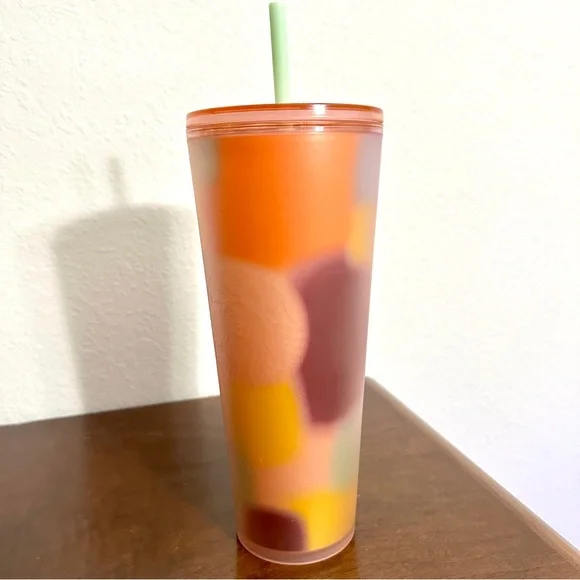 Starbucks Multicolor Patterned Peach Coral Soft Touch Target Tumbler • 24oz - Picture 4 of 6